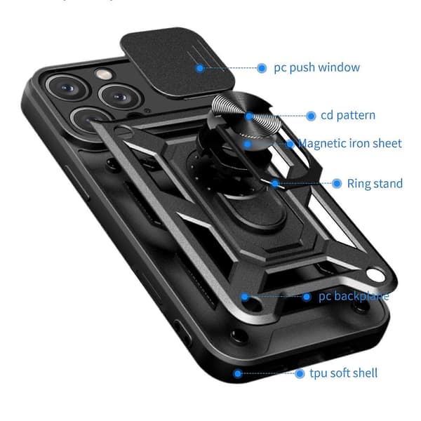 Skjutbart kameraskydd Design TPU+PC Telefonfodral (För iPhone 16 Pro Max)