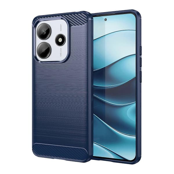 Kolfiberborstad TPU-telefonfodral för Redmi Note 14 5G (Blå)
