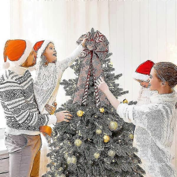 Juletretoppsløyfe, Julepynt med snøfnugg, Julepyntsløyfer til juletre