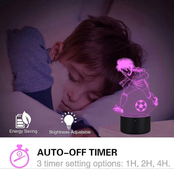 Football Lamp Kid Night Light, Metplus 3D Illusion Lamps LED Optical Lamps, with Remote Touch Control