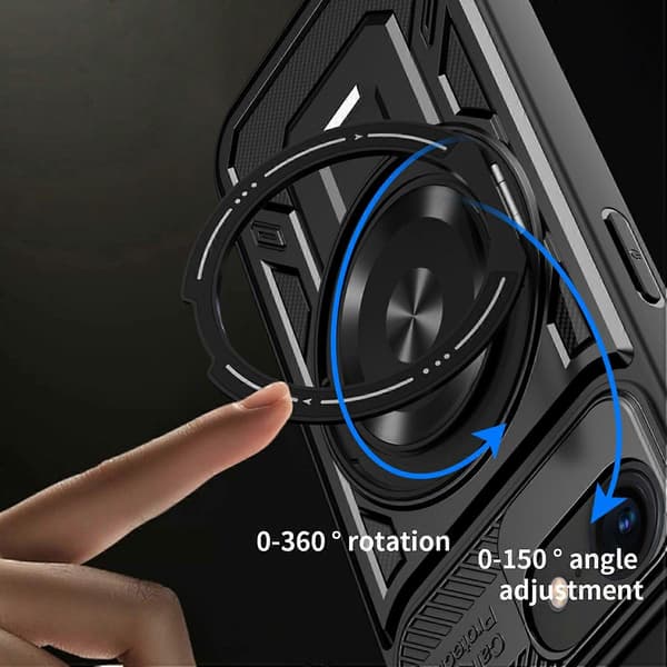 For iPhone 16e magnetisk deksel roterende støtte TPU + PC telefondeksel (rød)