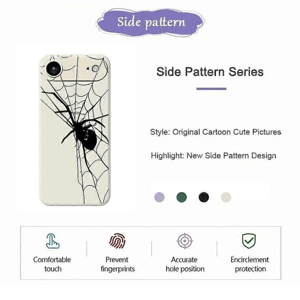Til iPhone 17 Air-cover med edderkoppemønster og lige kant i TPU-etui - lilla