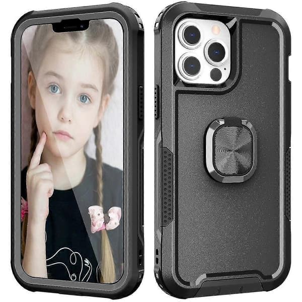 Ringstativdeksel til iPhone 13 Pro Max 6,7 tommer, støtsikkert, fallbeskyttelse, støtter trådløs lading