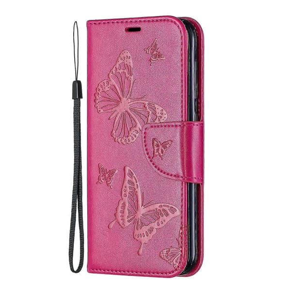 Imprint Fjäril Läderplånboksfodral för Nokia 4.2 - Rosa (Rosa)