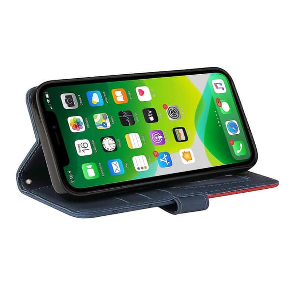 Kompatibel med iPhone 13 Fodral Kort PU-hållare Läder Cuir Plånboksfodral - Blå