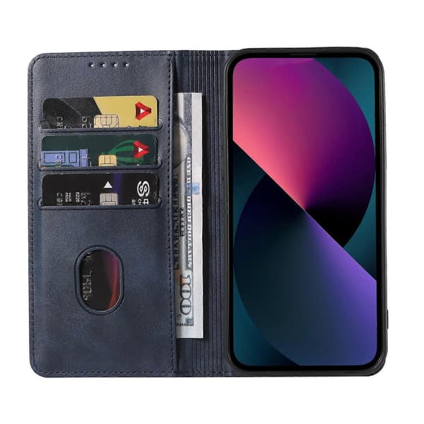 Kalvtextur Magnetiskt Flip Läder Telefonfodral för Samsung Galaxy A33 5G (Blå)