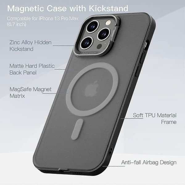 Magnetic Case with Kickstand Compatible with iPhone 13 Pro Max / iPhone 13 Pro / iPhone 13, Shockproof Protective Cover