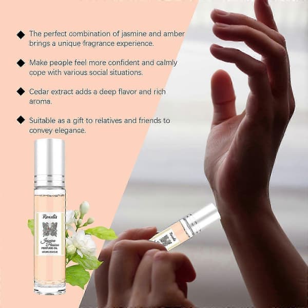 Jasmin Roll-On Parfym, Bärbar 10ml Elegant Långvarig Fräsch Doft, Sfärisk Roller Enkel Applicering