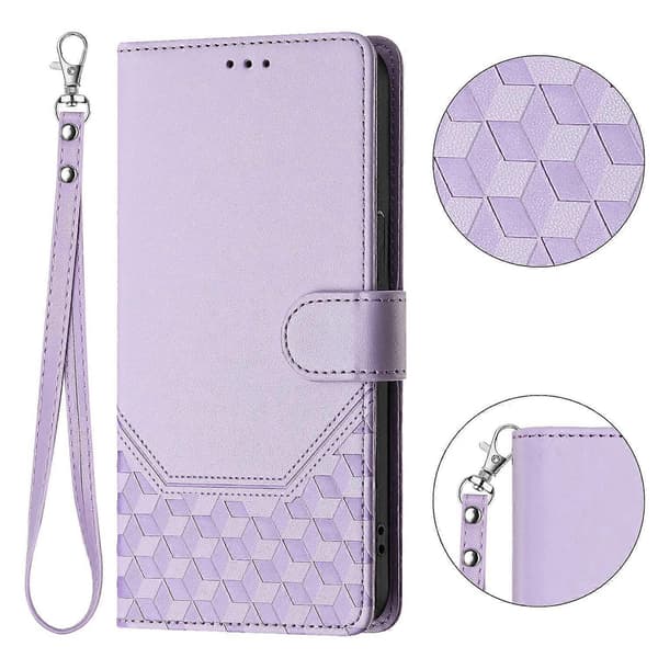 Til iPhone 17 Air Etui Præget Honeycomb RFID Blokerende Læder Telefoncover med Rem