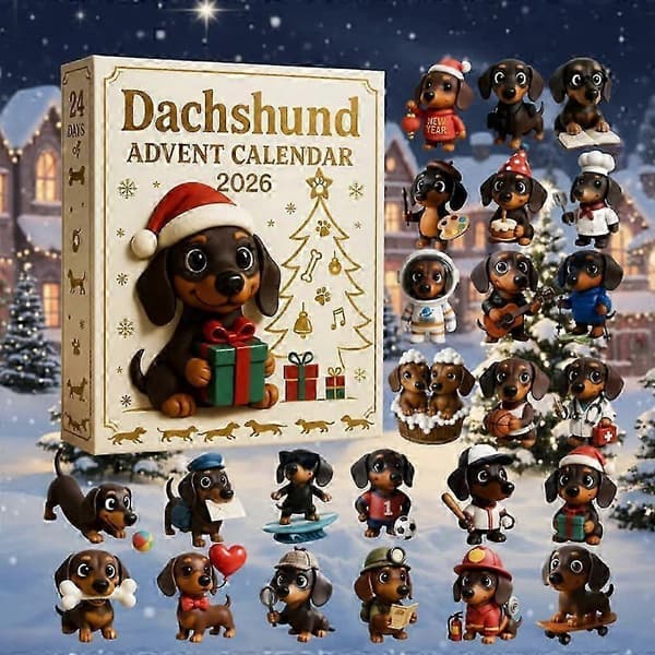 3D Hunde-julekalender 2026, 24 dages jule-nedtælling med søde hvalpefigurer, festlig juleoverraskelse & julepynt til hunde_yzad