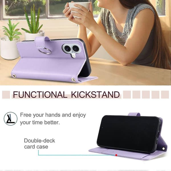 Flipfodral för iPhone 17 Magnetiskt Läder Flip Slim Plånbok Kickstand Kompatibel med iPhone 17