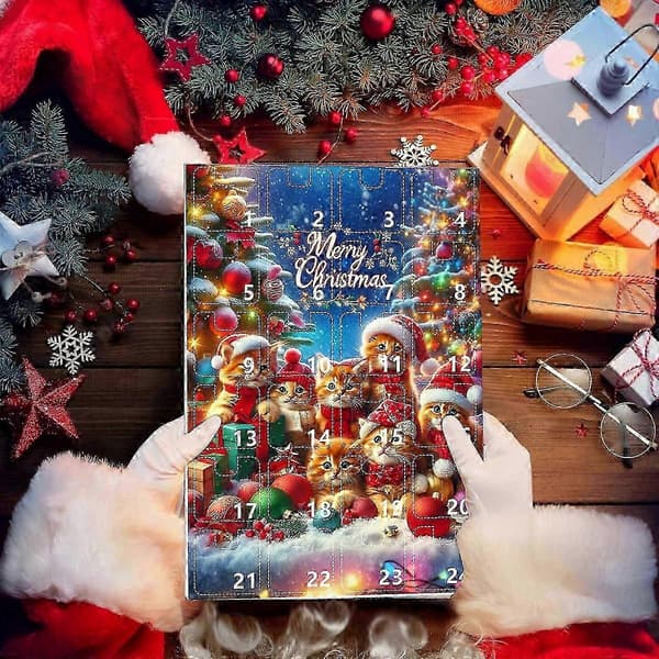 Jule-nedtelling adventskalender blindboks akryl katteanheng juletrepynt