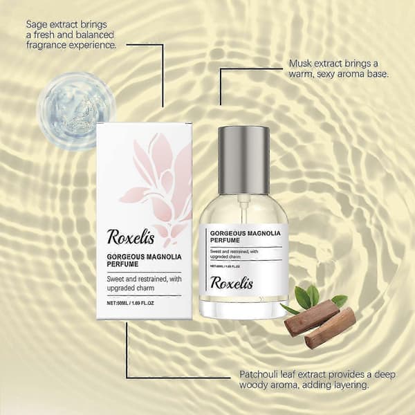 Magnoliablom Roll-On Parfym, Bärbar Elegant Fräsch Doft, Applicera på Handled, Hals & Bakom Öronen