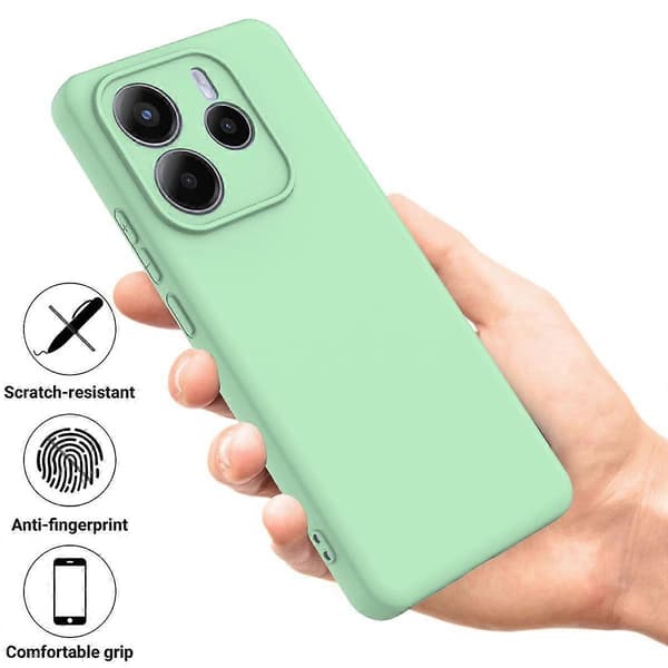 Solid Färgad Flytande Silikon Fallsäker Full Täckning Telefonfodral (Grön, För Redmi Note 14 5G Global)