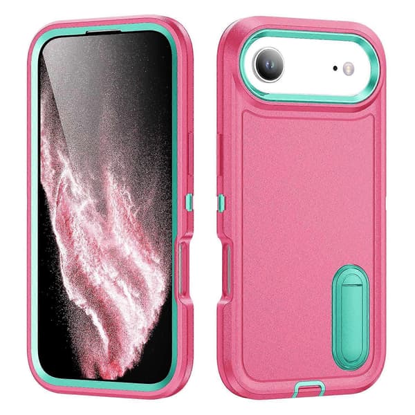 For iPhone 17 Air Case Cover Stand Phone Protector PC Silicone EVA 3-in-1 Design