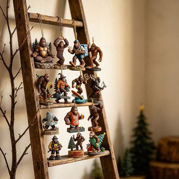 Jule-Bigfoot adventskalender blindboks, 24-dagers nedtelling med mystiske skapningspynt, samleobjekter til juletrepynt