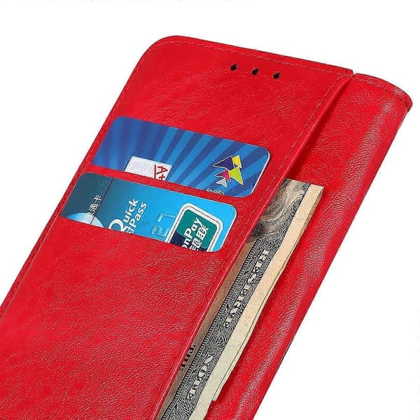 (Ny) Magnetiskt Crazy Horse-textur läderfodral för Nothing Phone 1 (Röd)