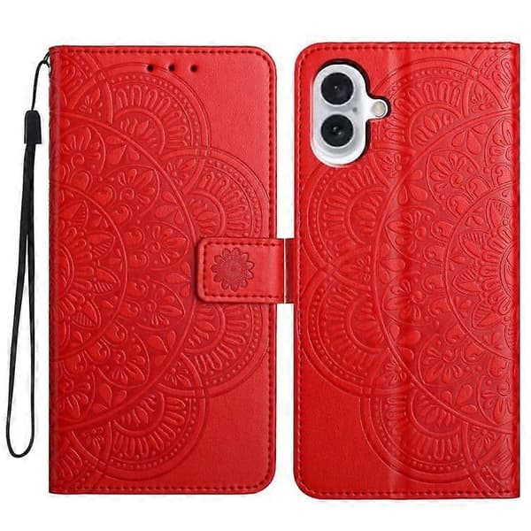 iPhone 17 Blompräglat Läderfodral