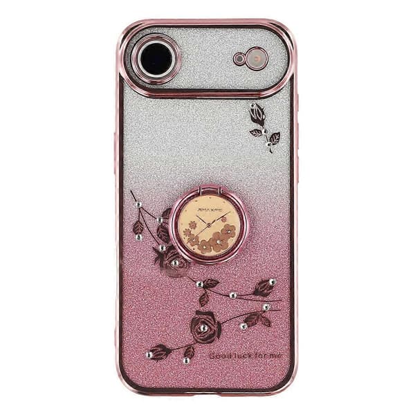KADEM-kompatibel til iPhone 17 Air Cover Ring Stativ TPU Blomster Telefonbeskyttelse Gradient Glitter
