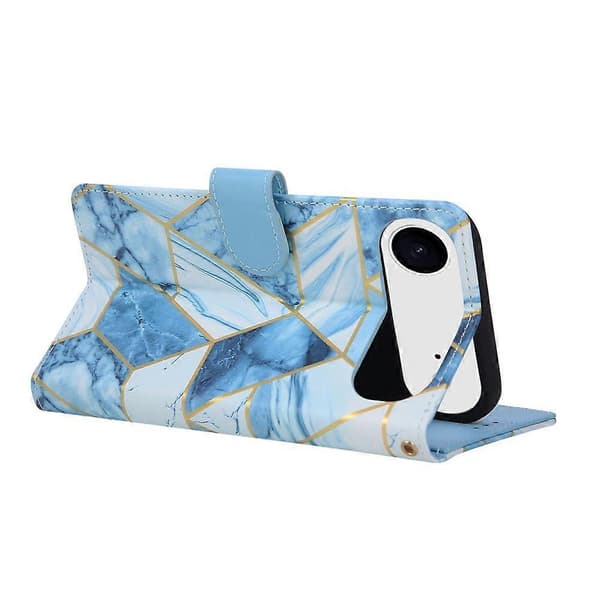 Compatible For iPhone 17 Air Case Painted Marble Pattern Leather Phone Cover With Wrist Strap