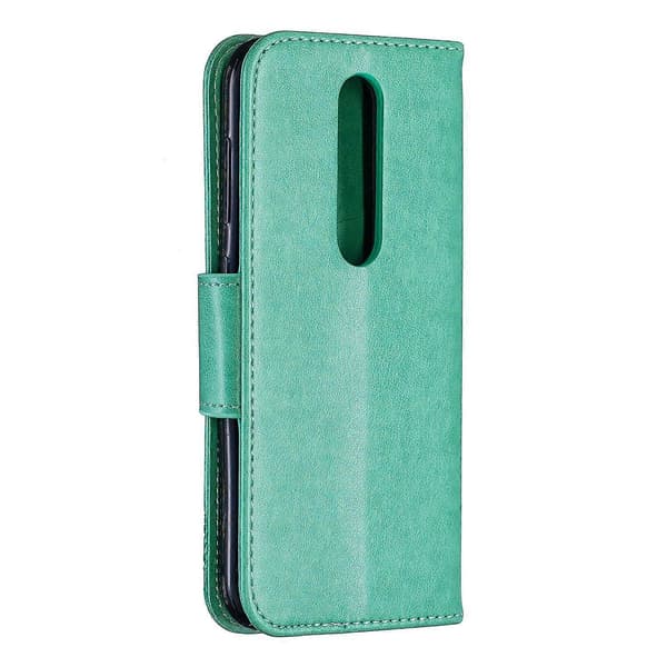 Imprint Fjäril Läderplånboksfodral för Nokia 4.2 - Grön (Grön)