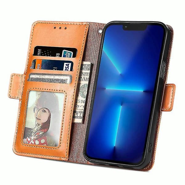 For iPhone 13 Grid Leather Flip Phone Case