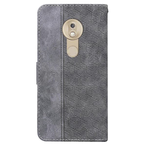 Til Motorola Moto G7 Play EU Version Geometrisk Præget Læder Telefoncover (Grå)