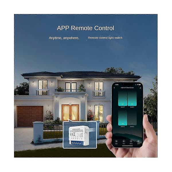 Wifi Smart Lysbrytermodul, Tuya App Fjernkontroll 2-veis Kontroll 2-gjengs Mini DIY Bryter Fungerer For, Gå