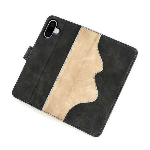 För iPhone 16 Fodral Plånbok Dubbelfärgat Flip Läder Telefonfodral
