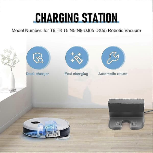 Oplader Dock Base Ladestation til Ecovacs Deebot Ozmo T9 T8 T5 N5 N8 Dj65 Dx55 Robotstøvsuger