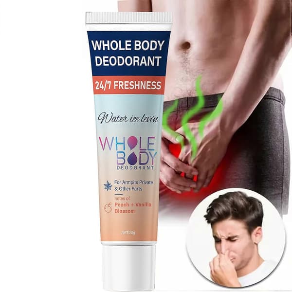 Helkroppsdeodorantkräm för kvinnor, persika- och vaniljblomdoft, aluminiumfri deodorant, 72 timmars luktskydd