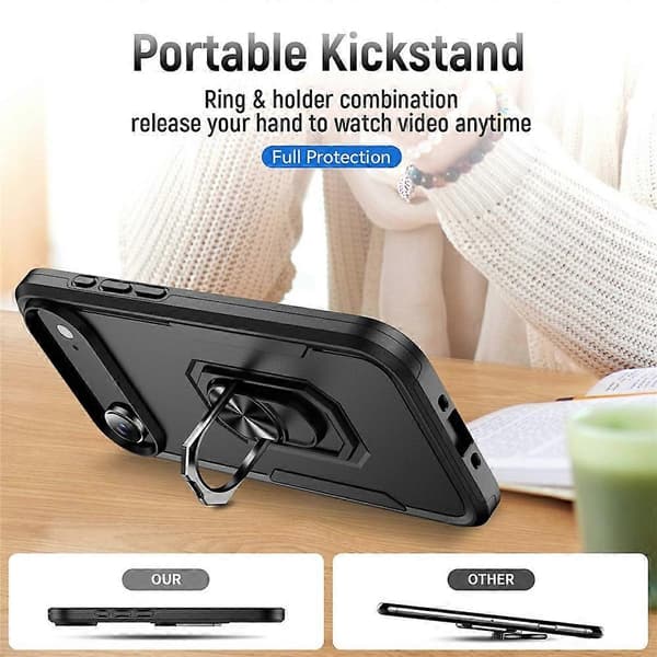 Kompatibel med iPhone 17 Air-deksel Militærgrad Ringstativ PC + TPU Telefondeksel