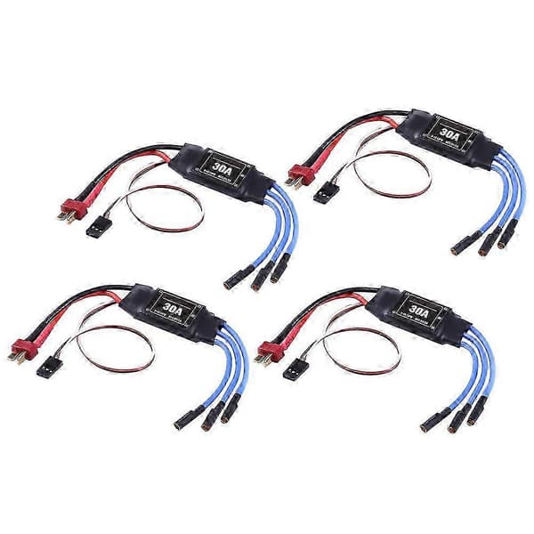 4 STK 2-4S 30A RC Børsteløs ESC T-plugg Elektrisk hastighetskontroller 5V 2A for 2 til 4S Lipo-batteri Multikopter Quadcopter