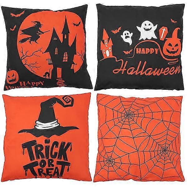 8 stk. Halloween pudebetræk trykt pudebetræk Halloween tema pudebetræk