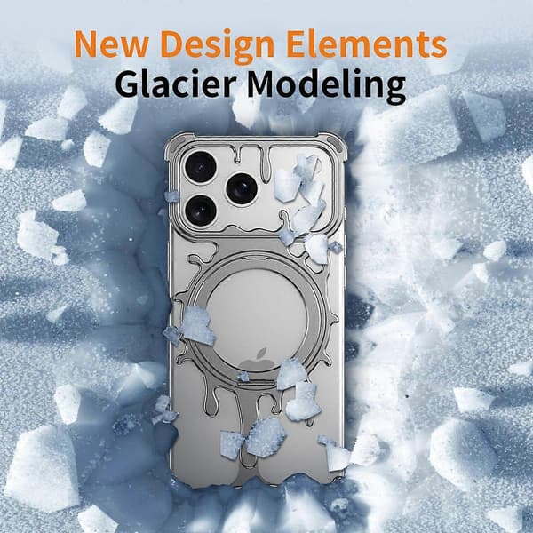 Glacier Series för iPhone 17 Pro Max Bumperfodral Roterande Stöd Metalltelefonfodral Kompatibel med