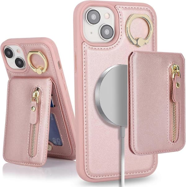 Nahkakotelo iPhone 13:lle – Ruusukulta