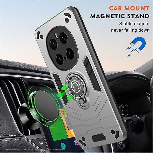 För Honor Magic7 Pro 5G Skal Slide Camshield Ställ PC + TPU Mobilskal (Grå)