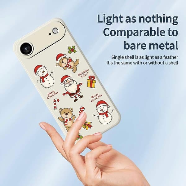 Til iPhone 17 Air-deksel med julevenner-mønster, rett kant, TPU-telefonbakdeksel - Beige