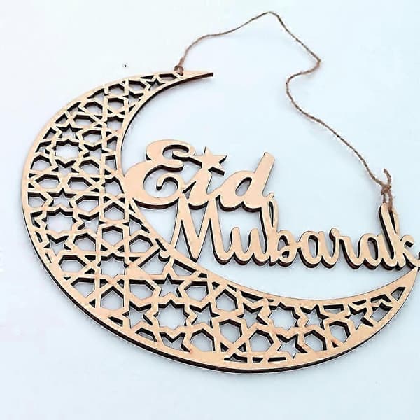 Muslim Islam Måne Eid Mubarak Træplade Hængende Vedhæng Dekoration Ramadan A