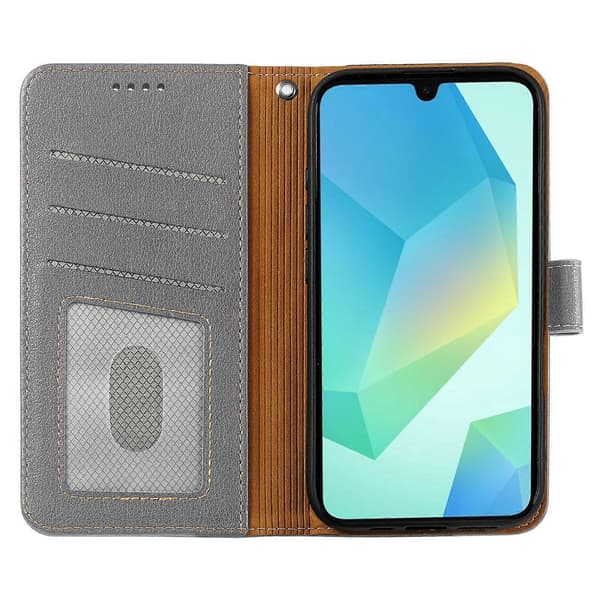 Plånboksfodral för Samsung Galaxy A56 5G, lädertextur med litchi, magnetlås (Grå)