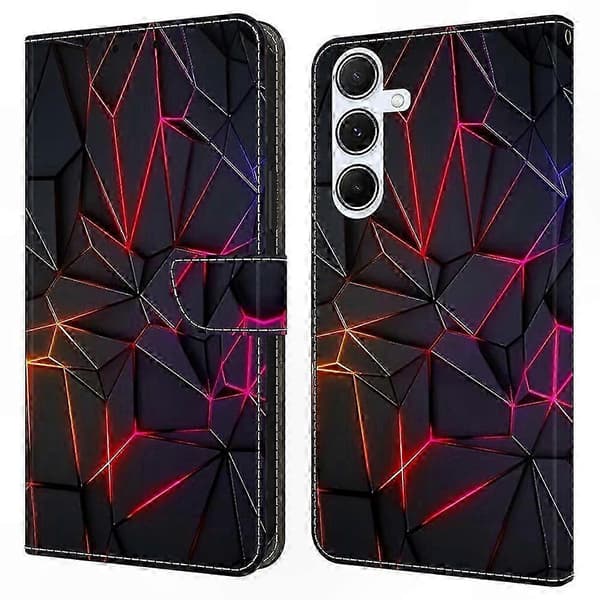 Telefonfodral i läder med kortfack för Galaxy A26 5G (Röda sprickor)