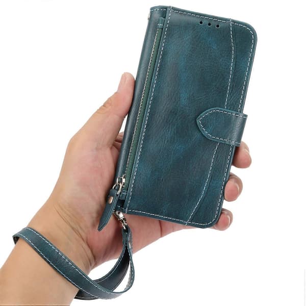 Til iPhone 17 Air Etui Lynlåslomme Pung Læder Telefoncover med Håndledsrem