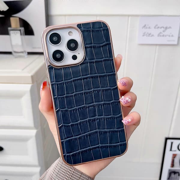 Til iPhone 13 Nano Galvanisering Krokodille Tekstur Læder Telefoncover