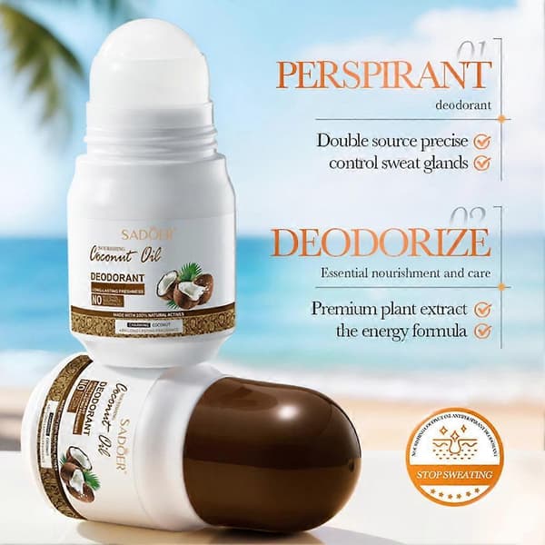 Roll-on Antiperspirant Deodorant - 48 timers luktbeskyttelse nærende kokosnøttekstrakt reisestørrelse