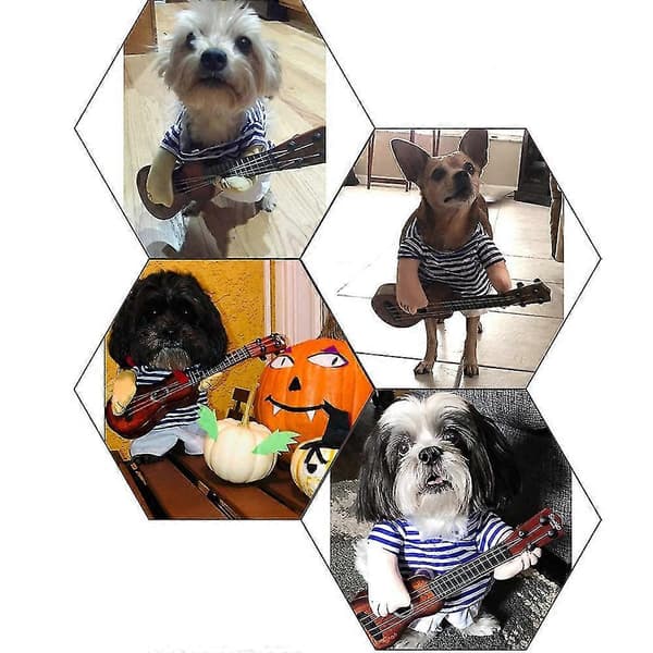 Rolig Halloween-dräkt Husdjur Hund Gitarrdräkt