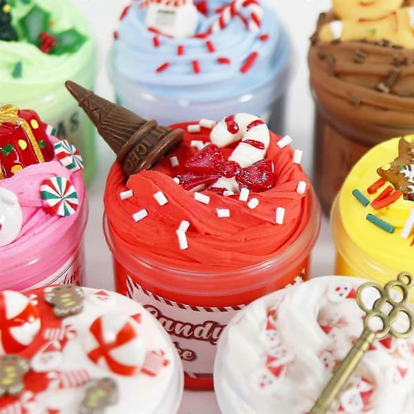 24-dages Slime-julekalender, multifunktionel julekalender med fluffy slime og charms-sæt, gave til venner