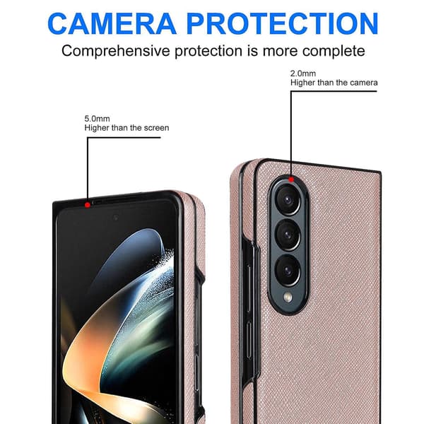 Kryssmønster sammenleggbart etui til Samsung Galaxy Z Fold4 (rødt gull)