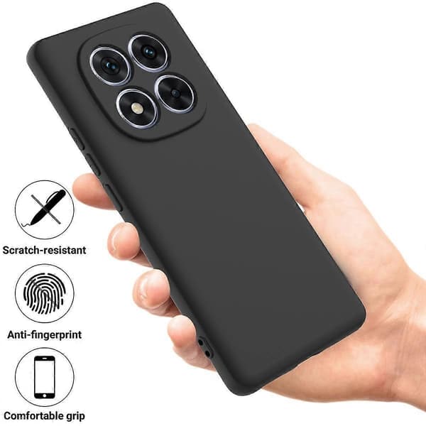Solid Färgad Flytande Silikon Fallsäkert Fulltäckande Mobilskal (Svart, För Redmi Note 14 Pro 4G)