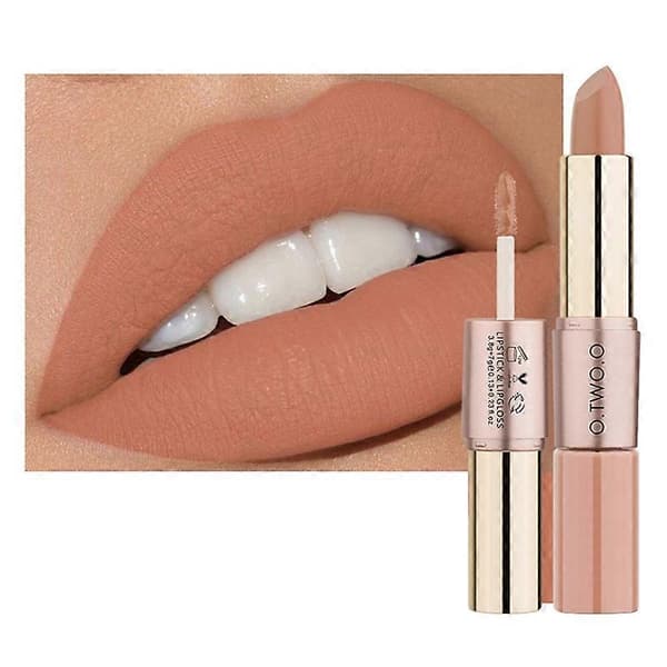 2 i 1 Lipgloss og Læbestift Fløjlsbløde Matte Flydende Læbestifter + Glat Lipgloss