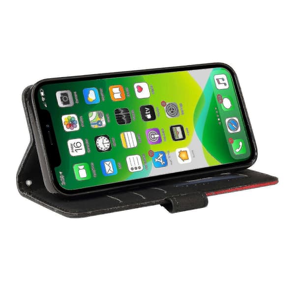 iPhone 13 Cover Kort PU Holder Læder Cuir Pung Flip Cover - Sort